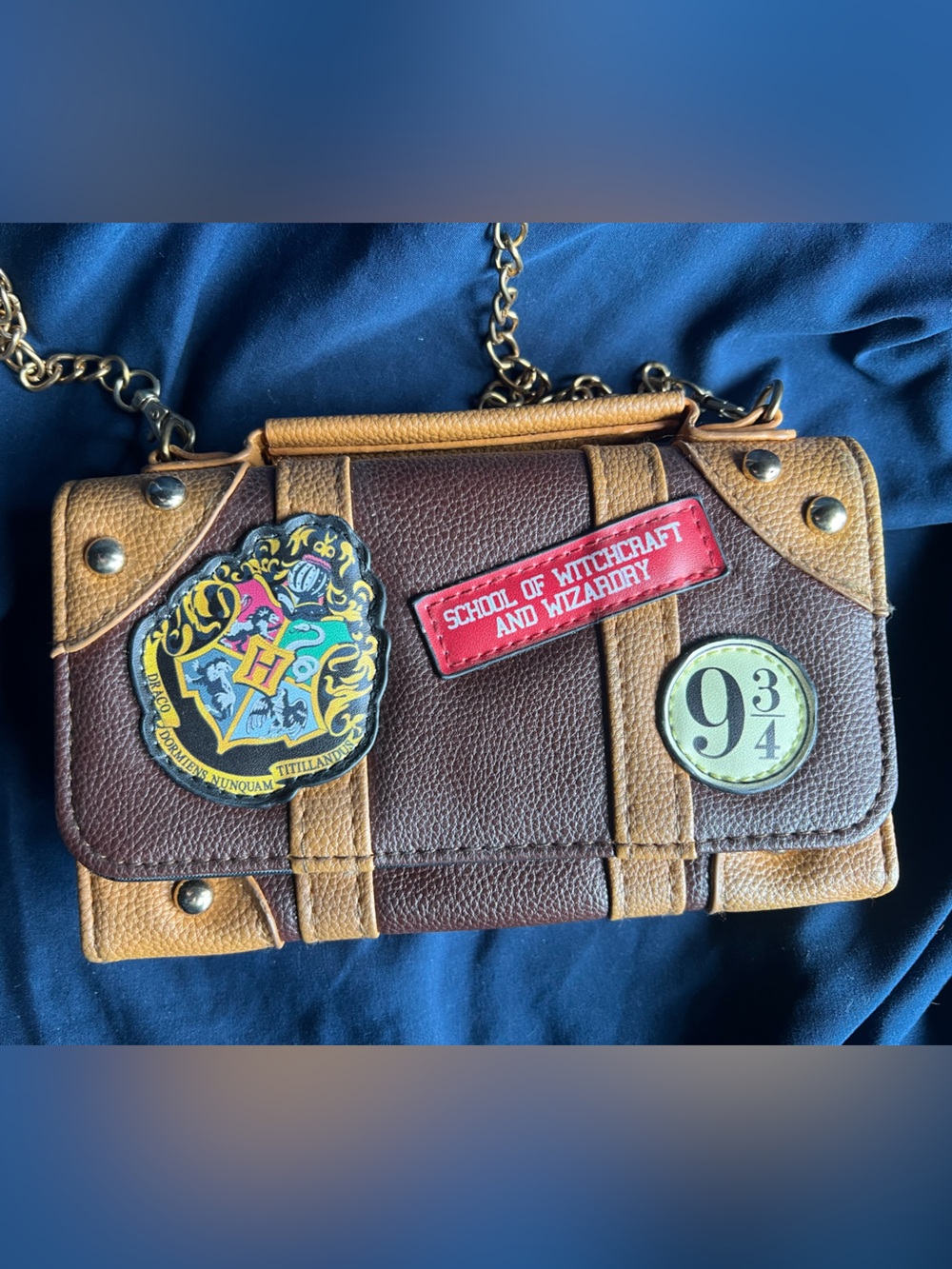Harry Potter Brown & Tan Crossbody Bag with Wizardry Patches.